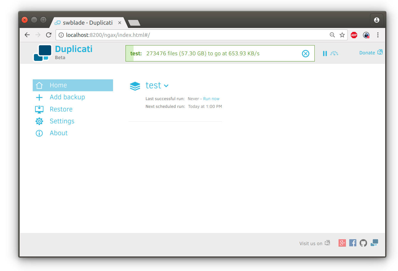 Duplicati Web Interface